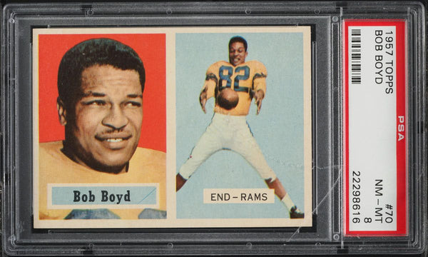 1957 Topps FB Card # 70 Bob Boyd Los Angeles Rams PSA 8 NM-MT (MGD2)