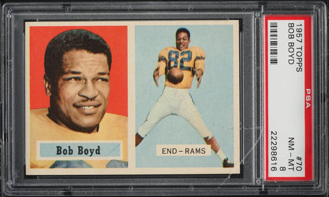 1957 Topps FB Card # 70 Bob Boyd Los Angeles Rams PSA 8 NM-MT (MGD2)