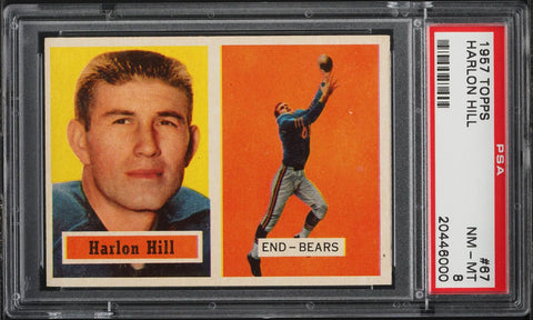 1957 Topps FB Card # 67 Harlon Hill Chicago Bears PSA 8 NM-MT (MGD2)