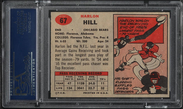 1957 Topps FB Card # 67 Harlon Hill Chicago Bears PSA 8 NM-MT (MGD2)