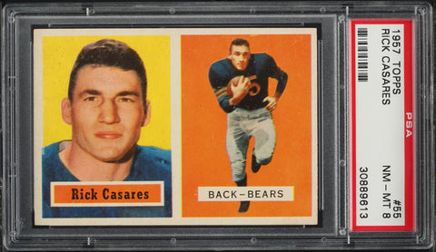 1957 Topps FB Card # 55 Rick Casares Chicago Bears HOF PSA 8 NM-MT (MGD2)
