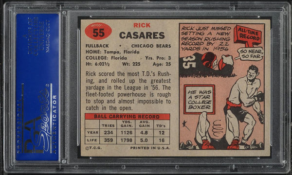 1957 Topps FB Card # 55 Rick Casares Chicago Bears HOF PSA 8 NM-MT (MGD2)