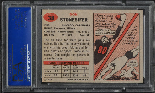 1957 Topps FB Card # 38 Don Stonesifer Chicago Cardinals PSA 8 NM-MT (MGD2)