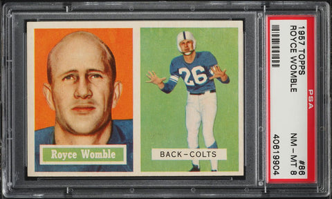 1957 Topps FB Card # 86 Royce Womble Baltimore Colts PSA 8 NM-MT (MGD2)