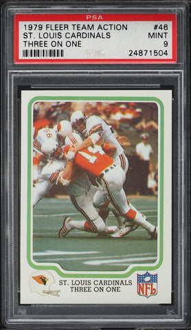 1979 Fleer Teams in Action FB Card # 46 Splashing Around SL Cardinals PSA 9 (MGD2)