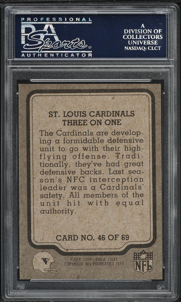 1979 Fleer Teams in Action FB Card # 46 Splashing Around SL Cardinals PSA 9 (MGD2)