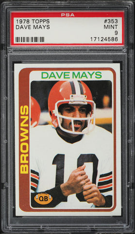 1978 Topps FB Card #353 Dave Mays Cleveland Browns ROOKIE RC PSA 9 MINT (MGD2)