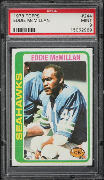 1978 Topps FB Card #244 Eddie McMillan Seattle Seahawks PSA 9 MINT (MGD2)