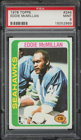 1978 Topps FB Card #244 Eddie McMillan Seattle Seahawks PSA 9 MINT (MGD2)