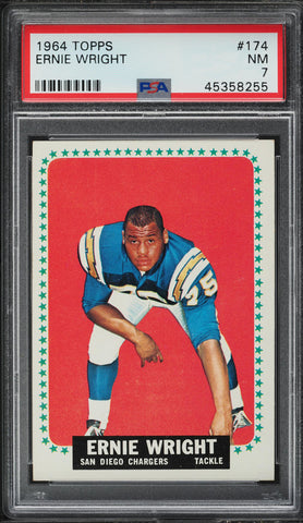 1964 Topps FB Card #174 Ernie Wright San Diego Chargers SP PSA 7 NRMT (MGD2)