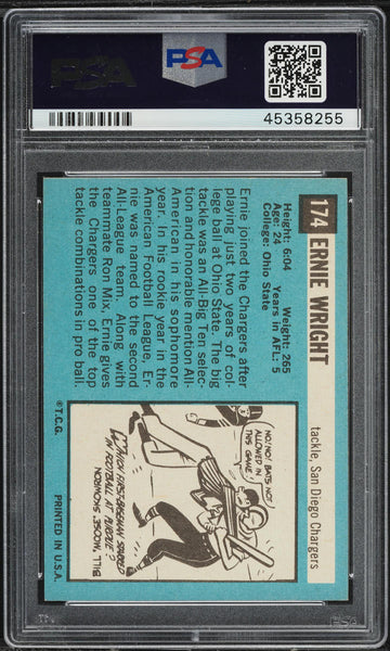 1964 Topps FB Card #174 Ernie Wright San Diego Chargers SP PSA 7 NRMT (MGD2)