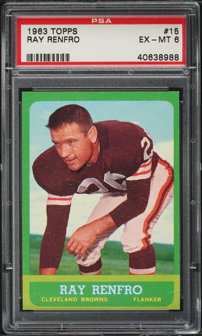 1963 Topps FB Card # 15 Ray Renfro Cleveland Browns SP PSA 6 EXMT (MGD2)