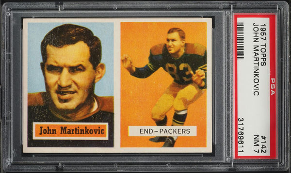 1957 Topps FB Card #142 John Martinkovic Green Bay Packers SP HOF PSA 7 NRMT (MGD2)