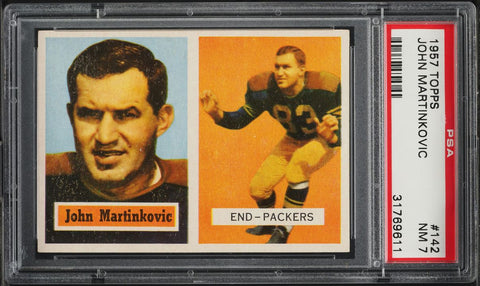 1957 Topps FB Card #142 John Martinkovic Green Bay Packers SP HOF PSA 7 NRMT (MGD2)
