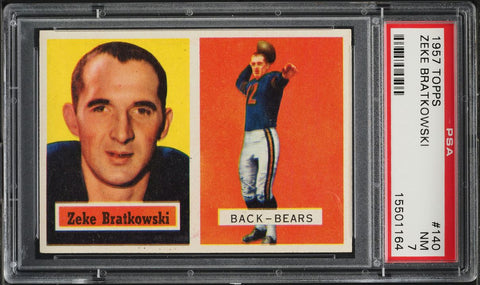 1957 Topps FB Card #140 Zeke Bratkowski Green Bay Packers HOF PSA 7 NRMT (MGD2)