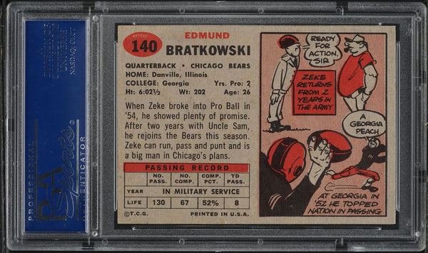 1957 Topps FB Card #140 Zeke Bratkowski Green Bay Packers HOF PSA 7 NRMT (MGD2)