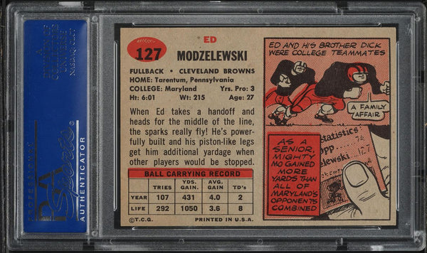 1957 Topps FB Card #127 Ed Modzelewski Cleveland Browns PSA 7 NRMT (MGD2)