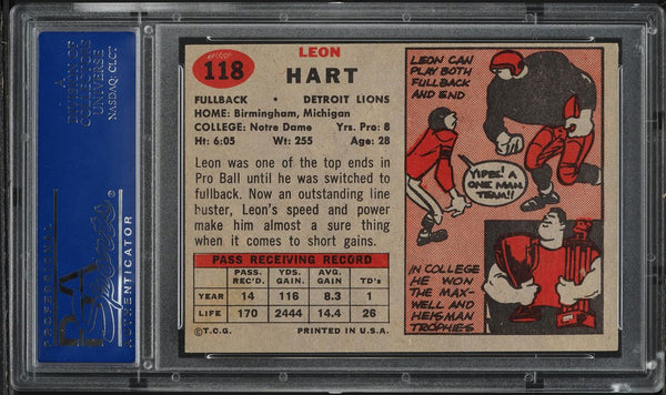 1957 Topps FB Card #118 Leon Hart Detroit Lions HOF SP PSA 7 NRMT (MGD2)