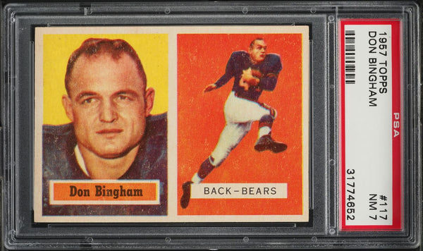 1957 Topps FB Card #117 Don Bingham Chicago Bears SP PSA 7 NRMT (MGD2)