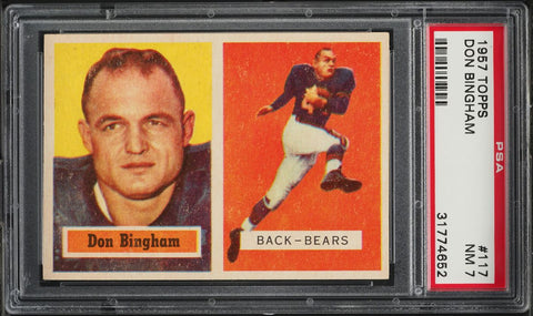 1957 Topps FB Card #117 Don Bingham Chicago Bears SP PSA 7 NRMT (MGD2)