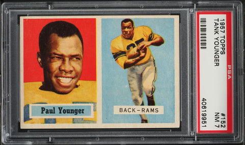 1957 Topps FB Card #152 Tank Younger Los Angeles Rams HOF SP PSA 7 NRMT (MGD2)