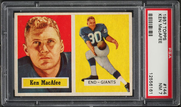 1957 Topps FB Card #144 Ken MacAfee New York Giants SP PSA 7 NRMT (MGD2)