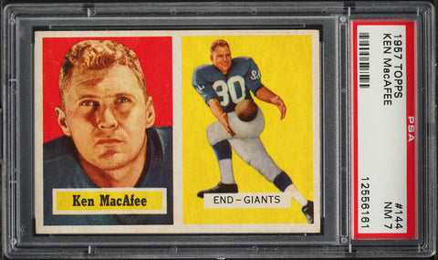 1957 Topps FB Card #144 Ken MacAfee New York Giants SP PSA 7 NRMT (MGD2)