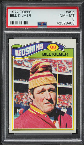 1977 Topps FB Card #495 Bill Kilmer Washington Redskins HOF PSA 8 NM-MT (MGD2)