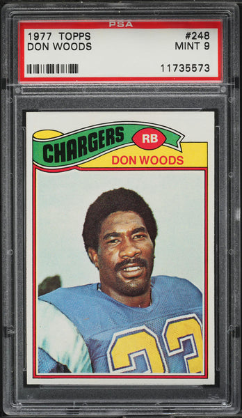 1977 Topps FB Card #248 Don Woods San Diego Chargers PSA 9 MINT (MGD2)