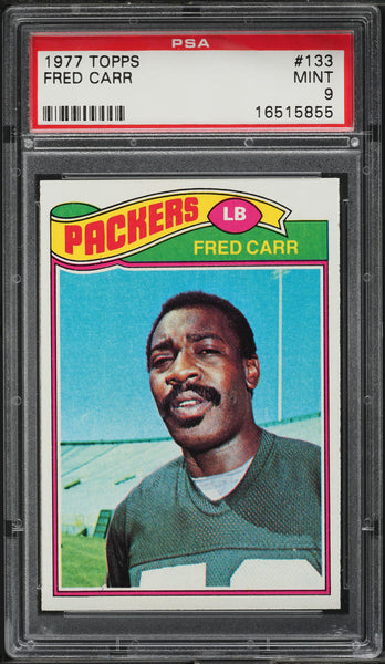 1977 Topps FB Card #133 Fred Carr Green Bay Packers HOF PSA 9 MINT (MGD2)