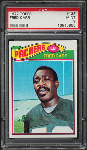 1977 Topps FB Card #133 Fred Carr Green Bay Packers HOF PSA 9 MINT (MGD2)