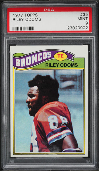 1977 Topps FB Card # 35 Riley Odoms Denver Broncos HOF PSA 9 MINT (MGD2)