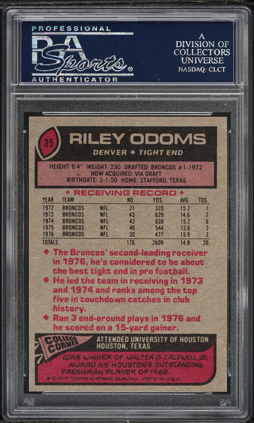 1977 Topps FB Card # 35 Riley Odoms Denver Broncos HOF PSA 9 MINT (MGD2)