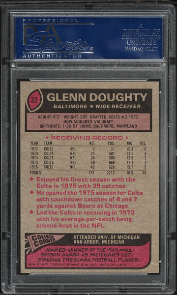 1977 Topps FB Card # 32 Glenn Doughty Baltimore Colts PSA 9 MINT (MGD2)