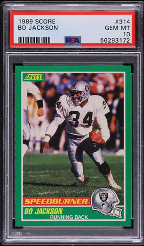 1989 Score FB Card #314 Bo Jackson Los Angeles Raiders HOF PSA 10 GEM MINT (MGD2)