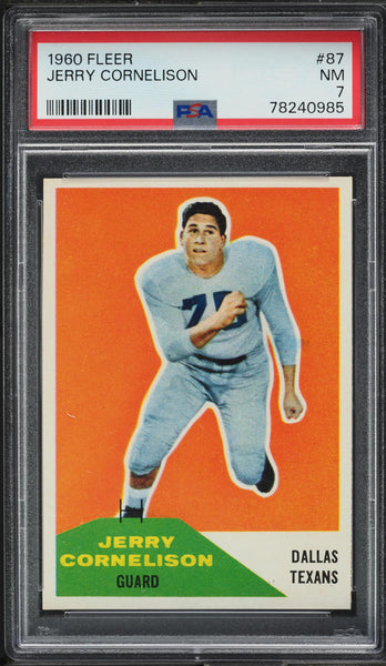 1960 Fleer FB Card # 87 Jerry Cornelison Dallas Texans ROOKIE RC PSA 7 NRMT (MGD2)