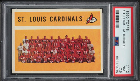 1960 Topps FB Card #112 St. Louis Cardinals CHECKLIST BACK PSA 7.5 NRMT+ (MGD2)