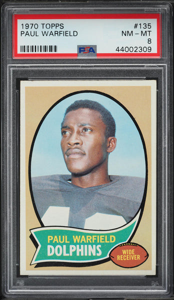 1970 Topps FB Card #135 Paul Warfield Miami Dolphins HOF PSA 8 NM-MT (MGD2)