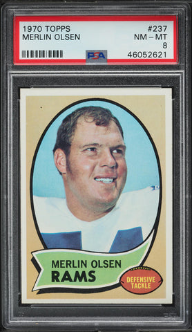 1970 Topps FB Card #237 Merlin Olsen Los Angeles Rams HOF PSA 8 NM-MT (MGD2)