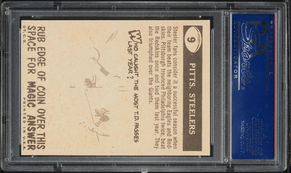 1959 Topps FB Card # 9 Pittsburgh Steelers PENNANT CARD PSA 8 NM-MT (MGD2)