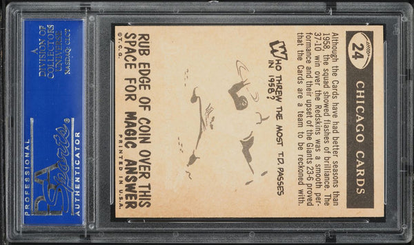 1959 Topps FB Card # 24 Chicago Cardinals PENNANT CARD PSA 8 NM-MT (MGD2)