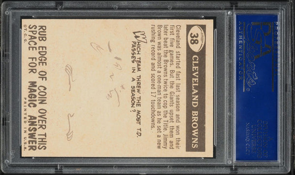 1959 Topps FB Card # 38 Cleveland Browns PENNANT CARD PSA 8 NM-MT (MGD2)