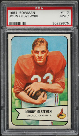 1954 Bowman FB Card #117 John Olszewski Chicago Cardinals PSA 7 NRMT (MGD2)