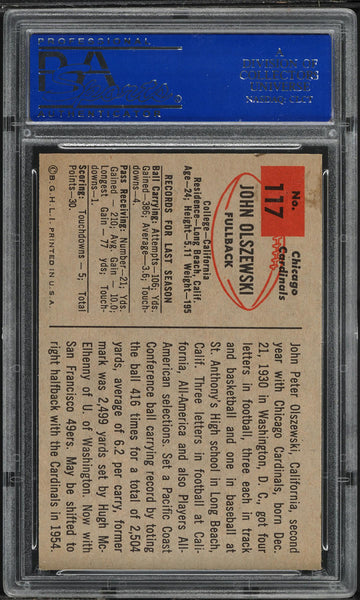1954 Bowman FB Card #117 John Olszewski Chicago Cardinals PSA 7 NRMT (MGD2)