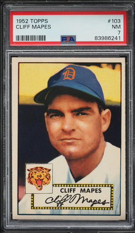 1952 Topps BB Card #103 Cliff Mapes Detroit Tigers PSA 7 NRMT (MGD2)