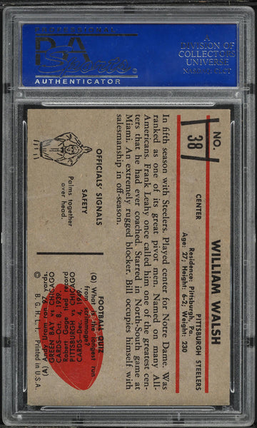 1953 Bowman FB Card # 38 Bill Walsh Pittsburgh Steelers ROOKIE RC PSA 6 EXMT (MGD2)