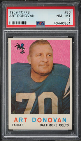 1959 Topps FB Card # 86 Art Donovan Baltimore Colts HOF PSA 8 NM-MT (MGD2)