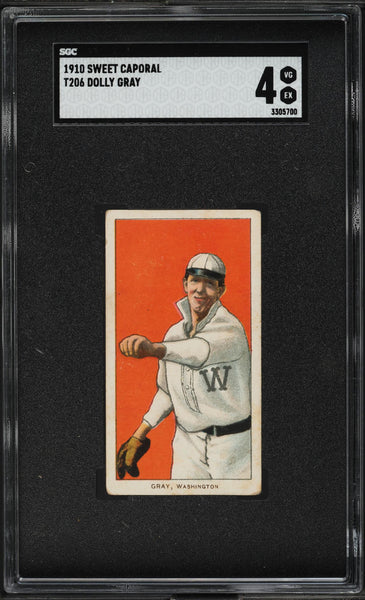 1909-11 T206 Dolly Gray Washington Senators SWEET CAPORAL 350/30 SGC 4 VGEX (MGD2)