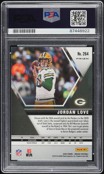 2020 Panini Mosaic FB Card #264 Reactive Orange Jordan Love ROOKIE RC PSA 10 (MGD2)
