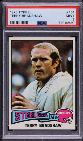 1975 Topps FB Card #461 Terry Bradshaw Pittsburgh Steelers HOF PSA 9 MINT (MGD2)